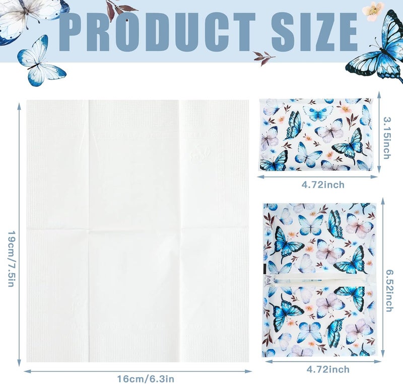 Geyee 50 Packs Tissue Travel Size Facial Paper Napkins Travel Packs Disposable Pocket Tissues for Wedding Guest Traveling School Purse Home Supplies, 500 Sheets 3 Ply(Vintage Butterfly) - Image 2